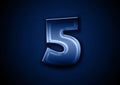 The number five in blue textured background