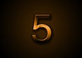 The number five in brown textured background