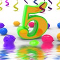 Number Five Party Displays Multi Coloured Decorations And Confetti
