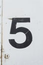 Number 5 five white old metal background texture