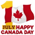 Number and Flag to Commemorate the Date of Canada Day, Vector Illustration Royalty Free Stock Photo