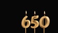 Number of followers or likes - Candle number 650 Royalty Free Stock Photo