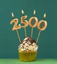 Number of followers or likes - Candle number 2500 Royalty Free Stock Photo