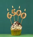 Number of followers or likes - Candle number 6500 Royalty Free Stock Photo