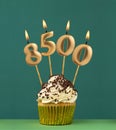 Number of followers or likes - Candle number 8500 Royalty Free Stock Photo
