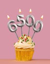 Number of followers or likes - Candle number 6500 Royalty Free Stock Photo