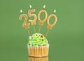 Number of followers or likes - Candle number 2500 Royalty Free Stock Photo