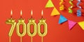 Number of followers or likes - Candle number 7000 Royalty Free Stock Photo