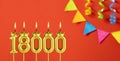 Number of followers or likes - Candle number 18000 Royalty Free Stock Photo