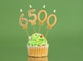 Number of followers or likes - Candle number 6500 Royalty Free Stock Photo