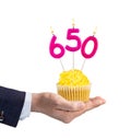 Number of followers or likes - Candle number 650 Royalty Free Stock Photo
