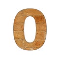 Number 0 - Font on brick texture Royalty Free Stock Photo