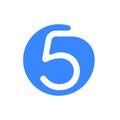 Number font logo modern abstract blue icon of number 5 Five for font logo Royalty Free Stock Photo