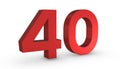 Number 40 Forty Red Sign 3D Rendering Isolated on White Background Royalty Free Stock Photo