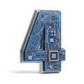 Number 4 four, Alphabet in circuit board style. Digital hi-tech