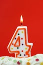 Number four birthday candle Royalty Free Stock Photo