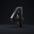Number Four Black Geometric Illustration with Golden Outline on Dark Background