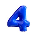 Number 4 four of blue balloons on a white background. Royalty Free Stock Photo