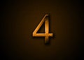 The number four in brown textured background