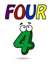 Number four cartoon number illustration