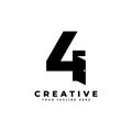 Number Four Door Negative Space Logo Design. Usable for Construction Architecture Building Logo.