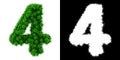 Number four made of Bacteria with alpha mask, number four made of Virus with alpha mask, bacteria font, virus font, 3d alphabet