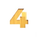 Number four made of spaghetti and white cut paper in shape of fourth numeral. Typeface of pasta. Italian food