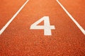 Number four on running track Royalty Free Stock Photo