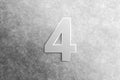 Number Four on Scratched Metal Background Royalty Free Stock Photo