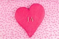 Number 14 Fourteen Made of Wood in Heart Shaped Decoration with Small Hearts