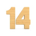 Number fourteen on white background. Isolated 3D illustration