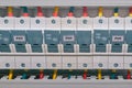 A number of fuse holders in the electrical Cabinet Royalty Free Stock Photo