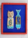 68 number at the Giants House art gallery in Akaroa, New Zealand Royalty Free Stock Photo