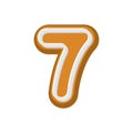 Number 7 Gingerbread font. Peppermint honey cake ABC seven. Cook