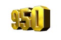 Number 950 gold 3D. Royalty Free Stock Photo