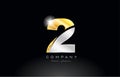 number 2 gold silver grey metal on black background logo