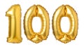 number 100 of golden balloons Royalty Free Stock Photo