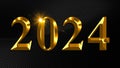 Number 2024 in golden digits on dark background