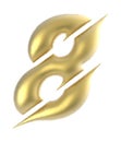 number 8 golden edge sliced text isolated - 3d rendering