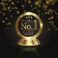 We are number 1 golden trophy award on shiny star and dark background