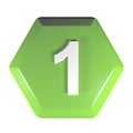 Number 1 green hexagonal push button - 3D rendering illustration Royalty Free Stock Photo