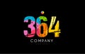 364 number grunge color rainbow numeral digit logo Royalty Free Stock Photo