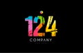 124 number grunge color rainbow numeral digit logo