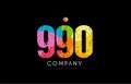 990 number grunge color rainbow numeral digit logo