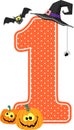 Number 1 with halloween design elements Royalty Free Stock Photo