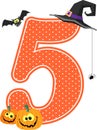 Number 5 with halloween design elements Royalty Free Stock Photo