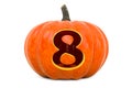Number 8 Halloween Font. Pumpkin with carved 8, 3D rendering