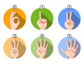 The number hand sign with the different color