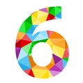 Number 6 icon with colorful polygon pattern