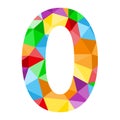 Number 0 icon with colorful polygon pattern